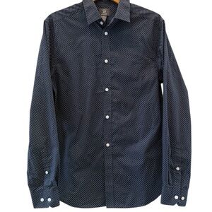 Men's H&M Slim Fit Navy Blue Polka Dot Shirt